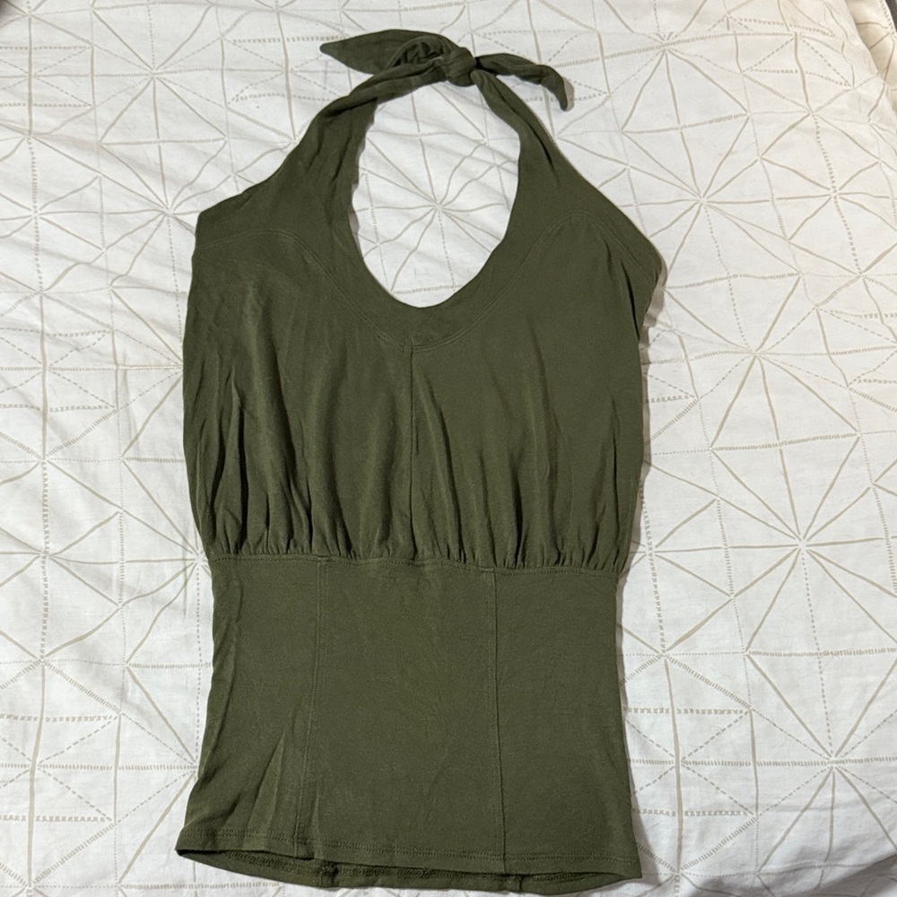 Free People Deep Green Halter Tank Top